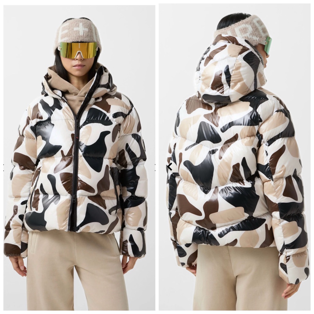 Bogner Fire + Ice Vally Down Jacket In Beige Black Brown Camo Size 6